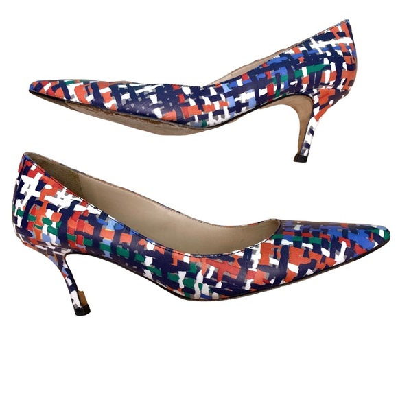 LK Bennett London Paint Weave Print Heels - Picture 1 of 8